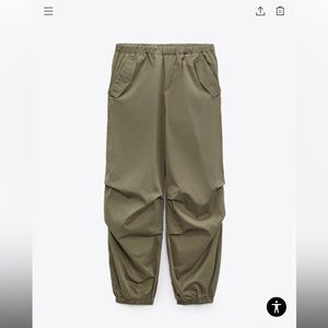 Zara Parachute Trousers Dark Khaki